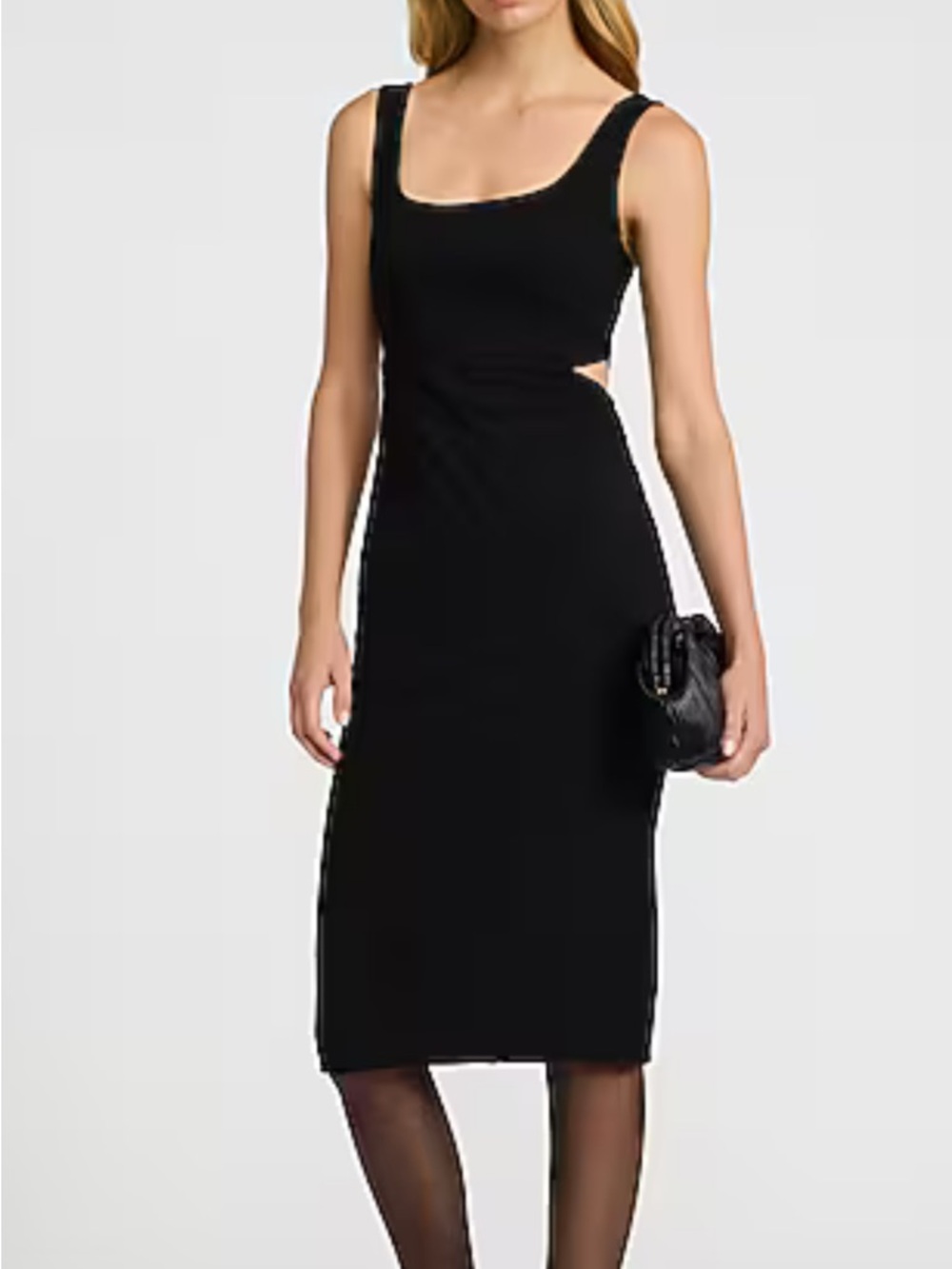Express Black Sleeveless Midi Dress with Side Cutout
